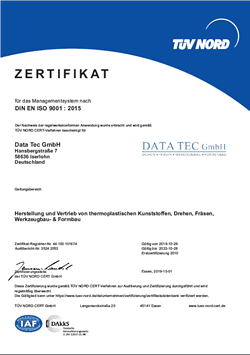 Zertifikat DIN EN 9001:2015